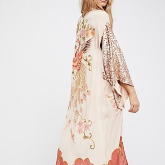 ISO Free People Sun Drop Sequin Embroidered Kimono - Picture 2 of 3